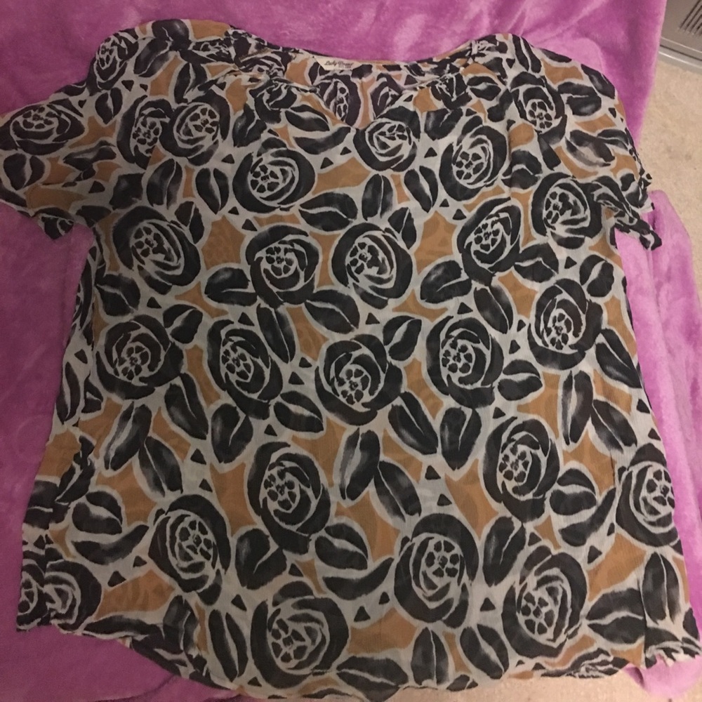 Lucky Brand Sheer Floral Blouse XL